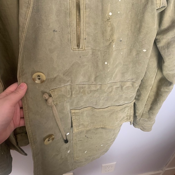 Free People Green Distressed Military Style Jacket - Picture 2 of 5